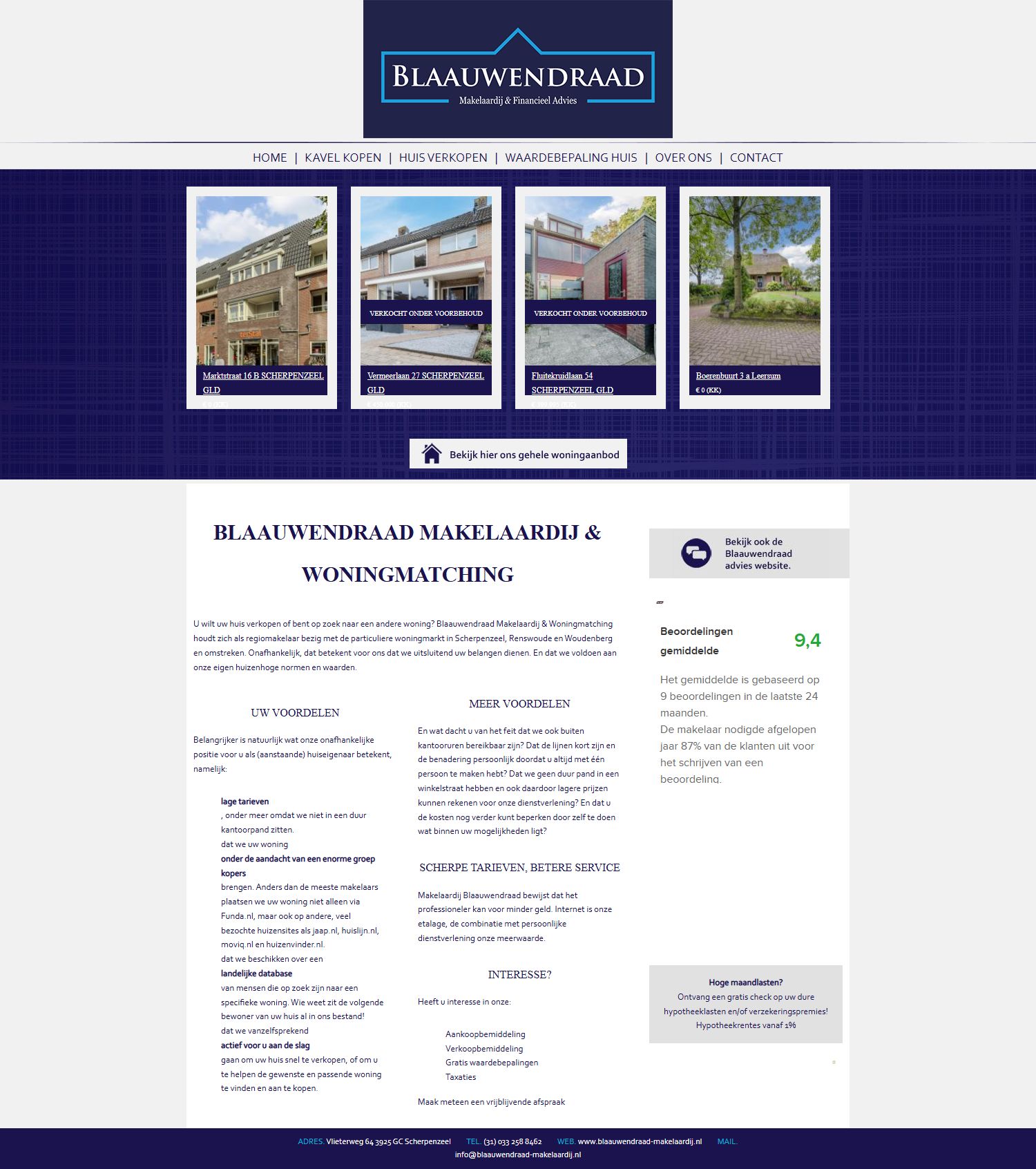 Screenshot der Website von www.blaauwendraad-makelaardij.nl