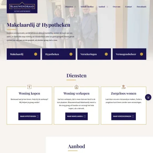 Screenshot van de website van www.blaauwendraad-makelaardij.nl