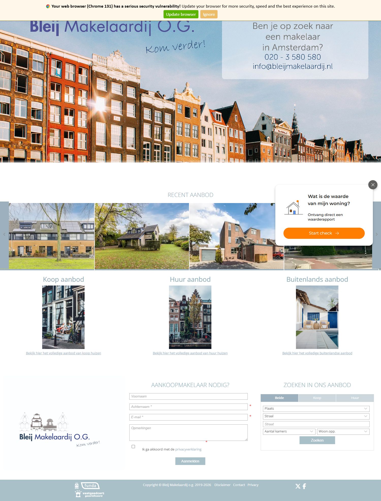 Capture d'écran du site web de www.bleijmakelaardij.nl