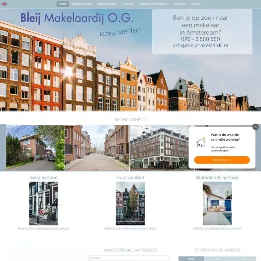 Screenshot of the website of www.bleijmakelaardij.nl