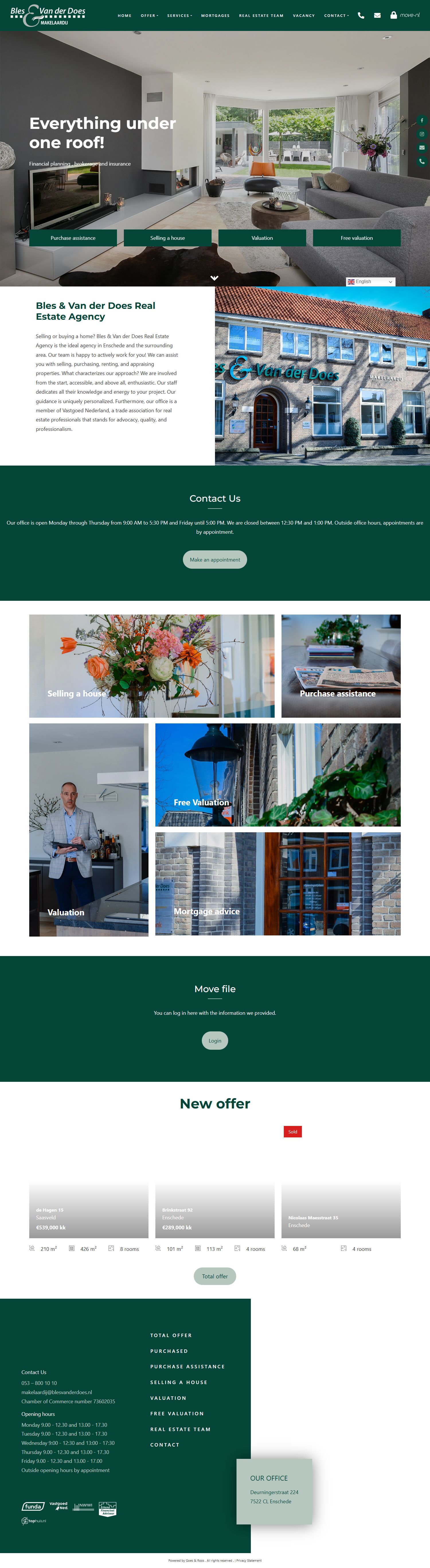 Screenshot der Website von www.blesvanderdoesmakelaardij.nl