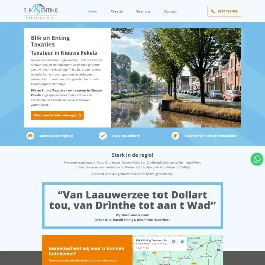 Screenshot van de website van www.blikenenting.nl