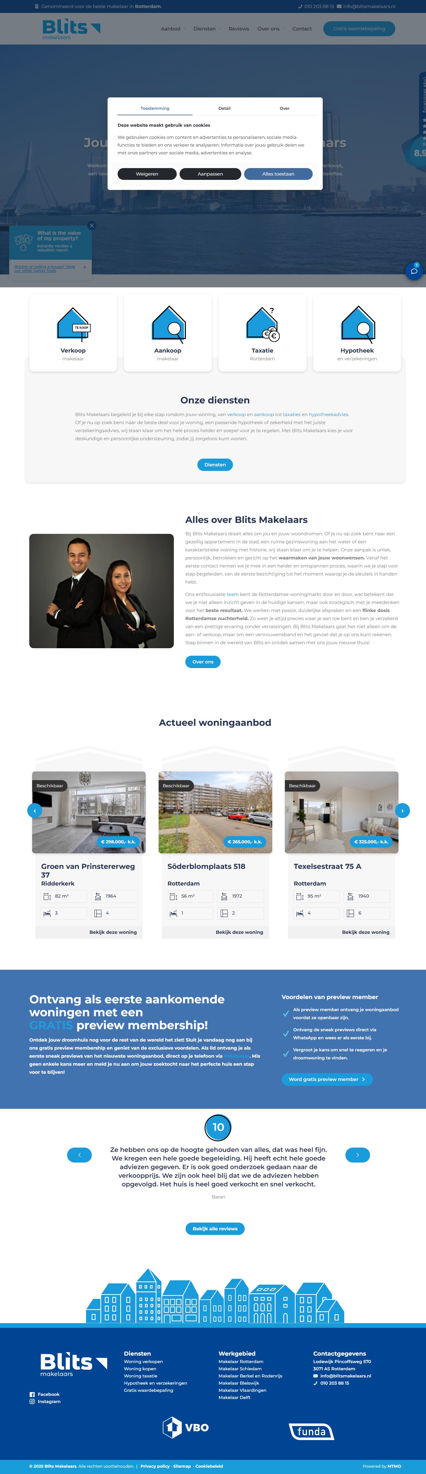 Screenshot of the website of www.blitsmakelaars.nl