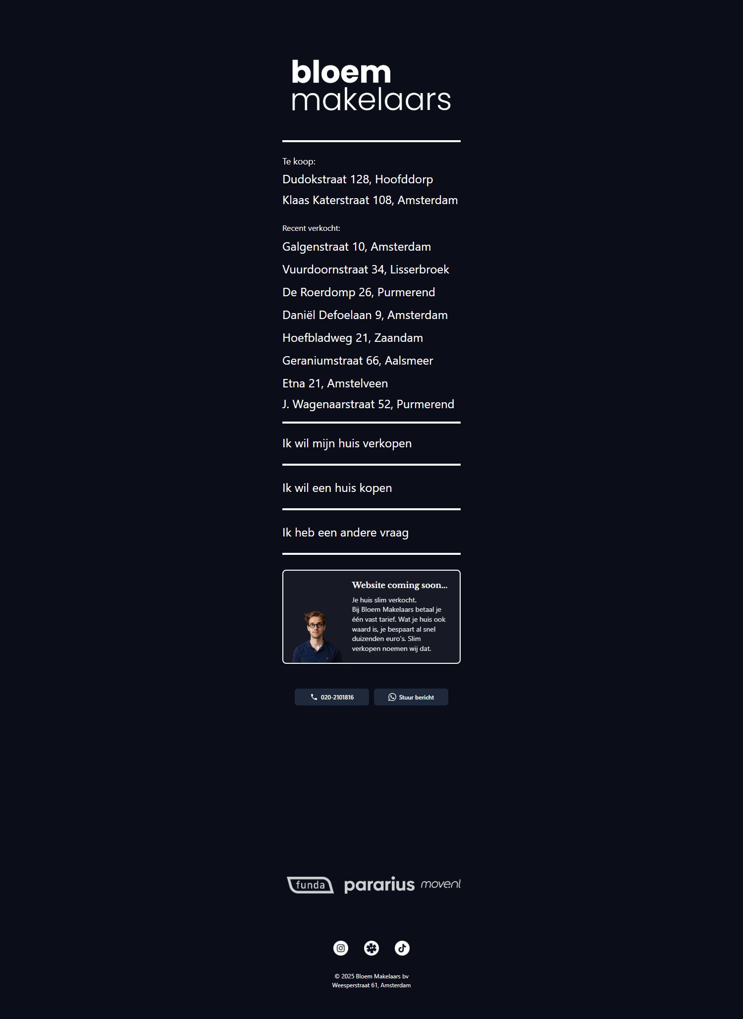Screenshot of the website of www.bloemmakelaars.nl