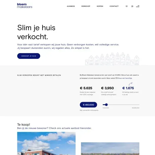 Screenshot van de website van www.bloemmakelaars.nl