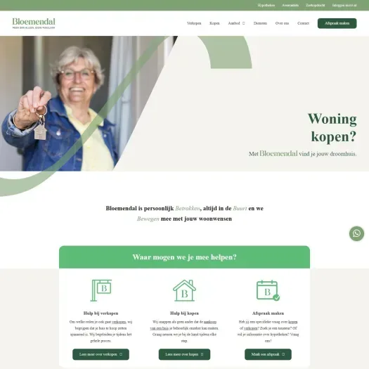 Screenshot van de website van bloemendalmakelaardij.nl