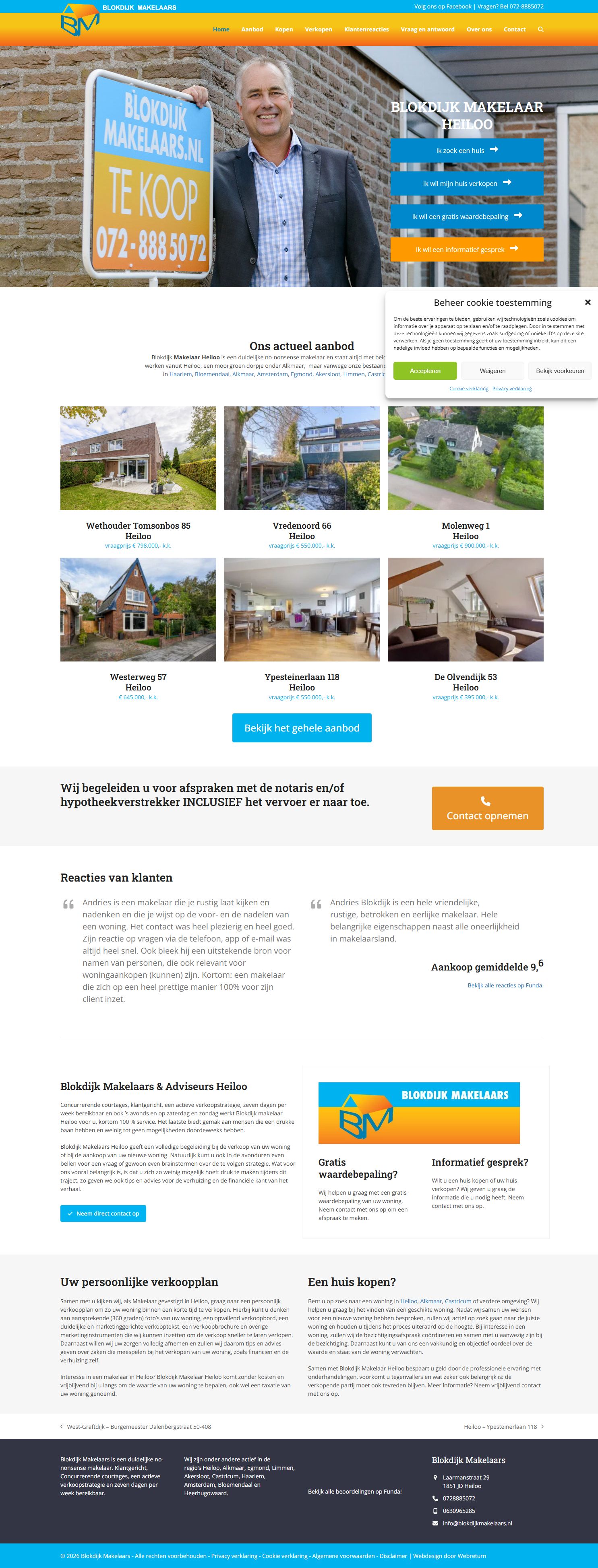 Screenshot van de website van www.blokdijkmakelaars.nl