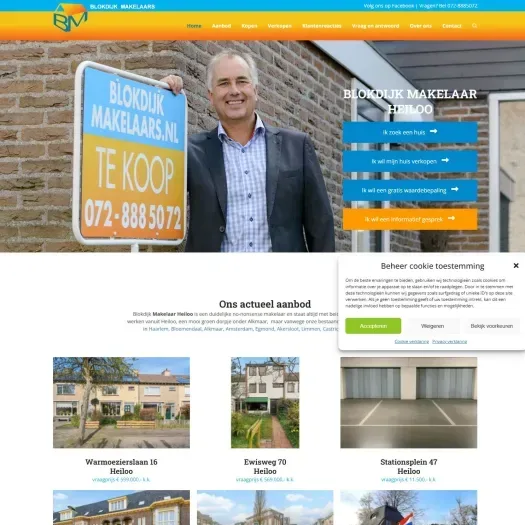 Screenshot van de website van www.blokdijkmakelaars.nl