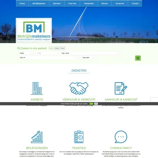 Screenshot of the website of www.bmbedrijfsmakelaars.nl