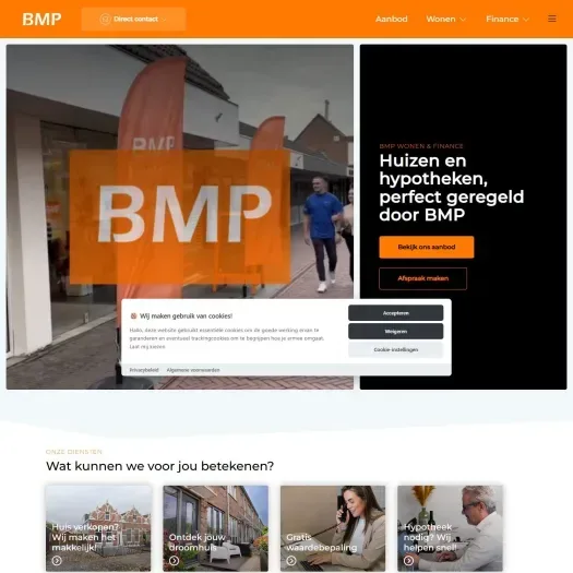 Screenshot of the website of www.bmpwonen.nl