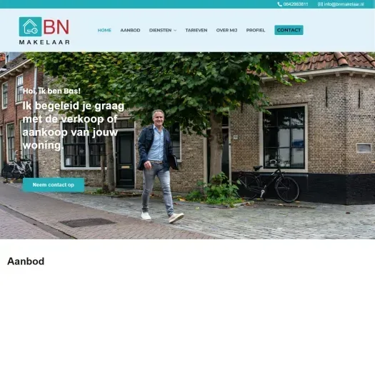 Screenshot van de website van www.bnmakelaar.nl