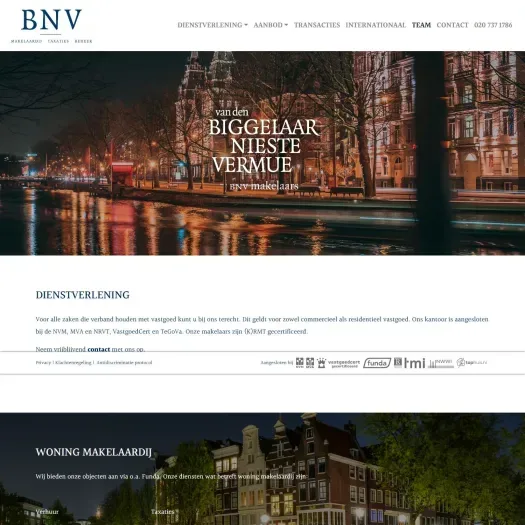 Screenshot der Website von www.bnv.nl