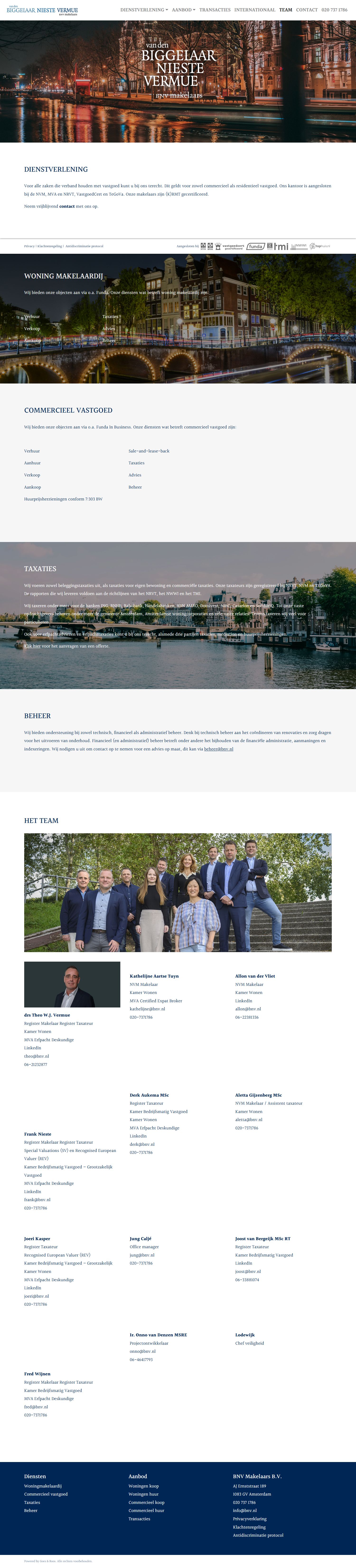 Capture d'écran du site web de www.bnvmakelaars.nl