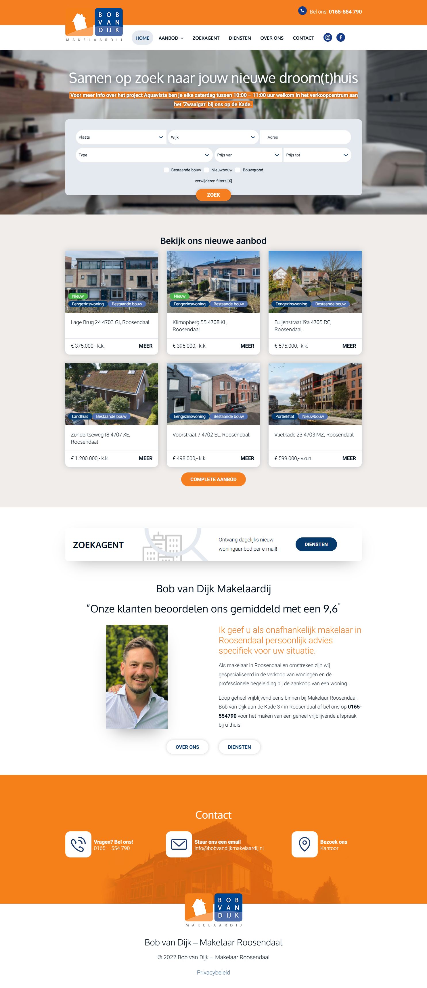 Screenshot of the website of www.bobvandijkmakelaardij.nl