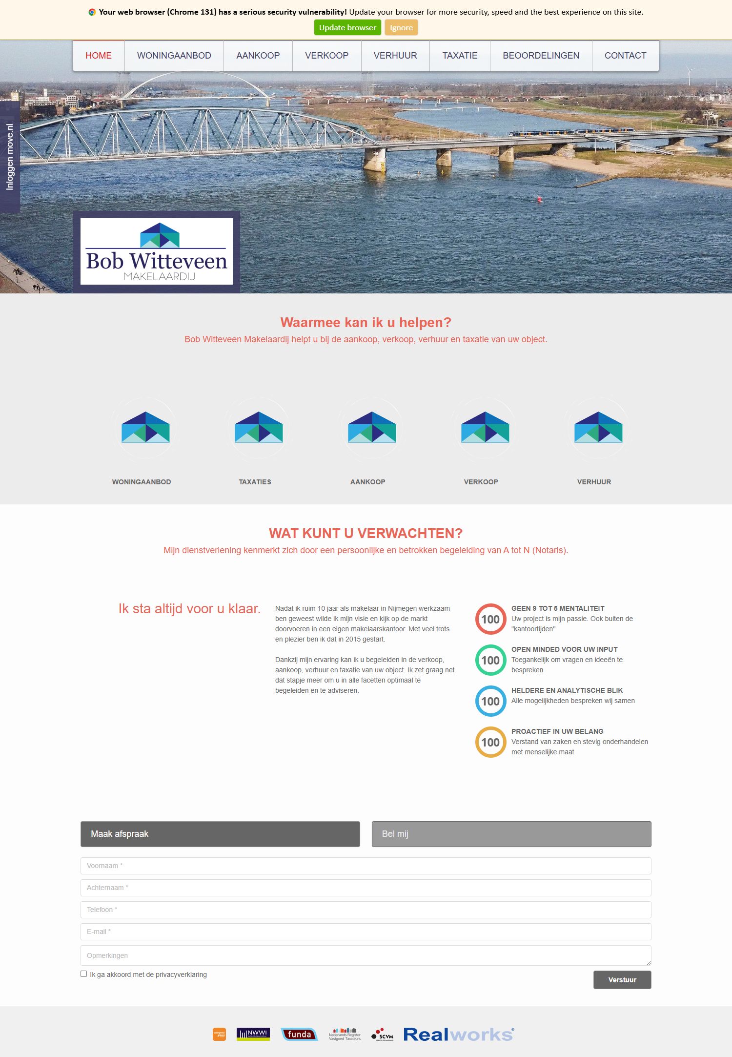 Screenshot der Website von www.bobwitteveenmakelaardij.nl