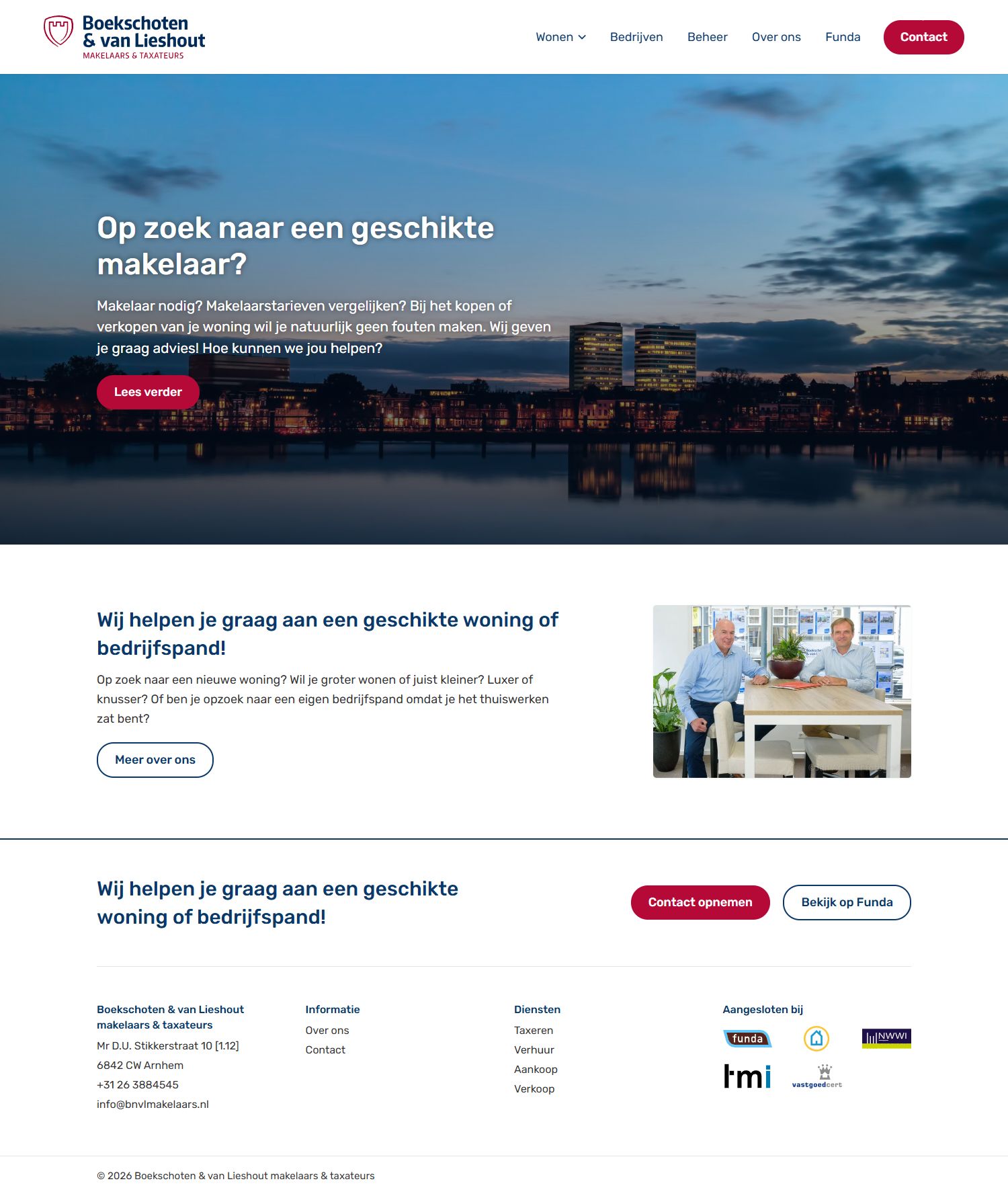 Screenshot der Website von www.bnvlmakelaars.nl