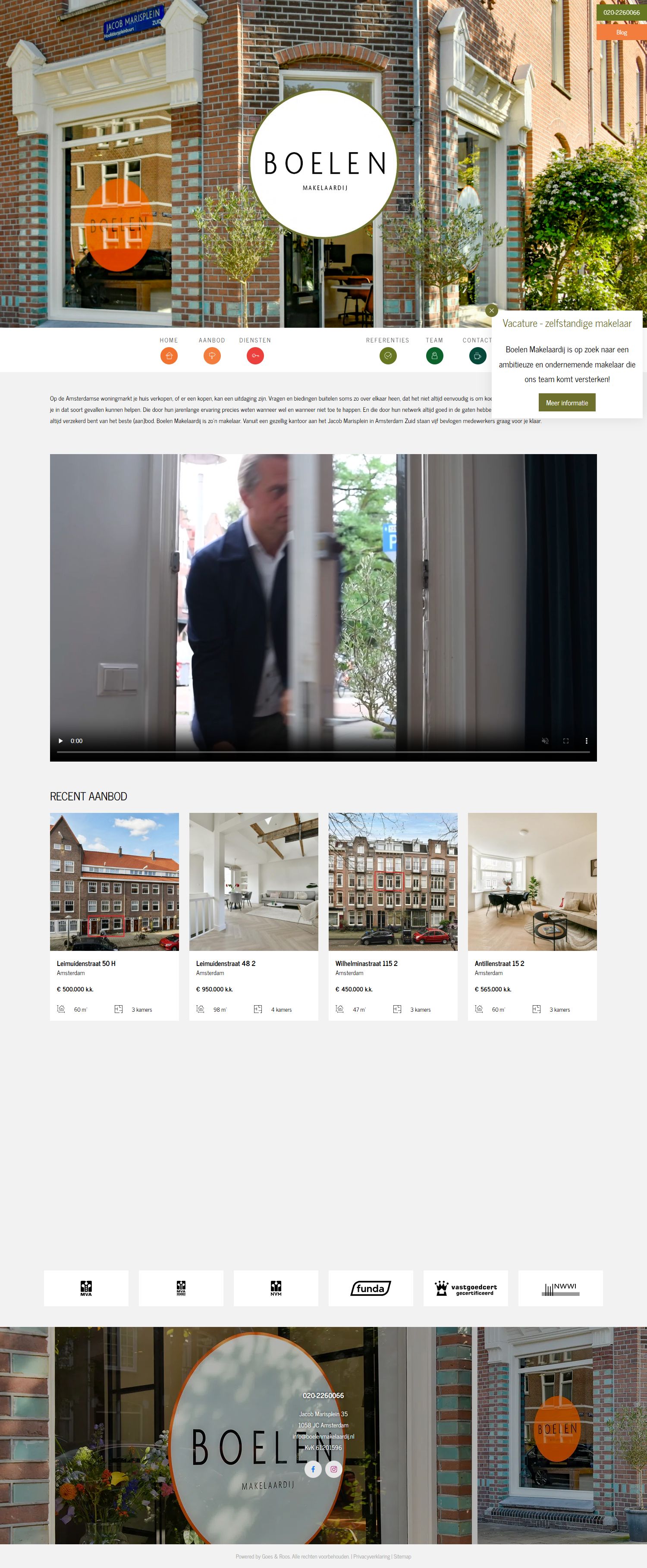 Screenshot of the website of www.boelenmakelaardij.nl