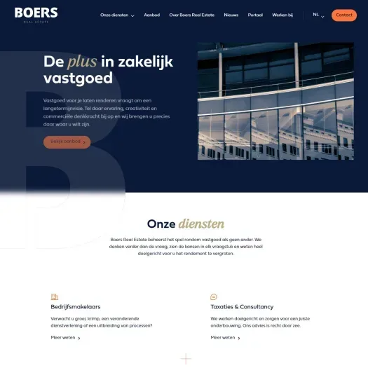 Screenshot van de website van www.boersrealestate.nl