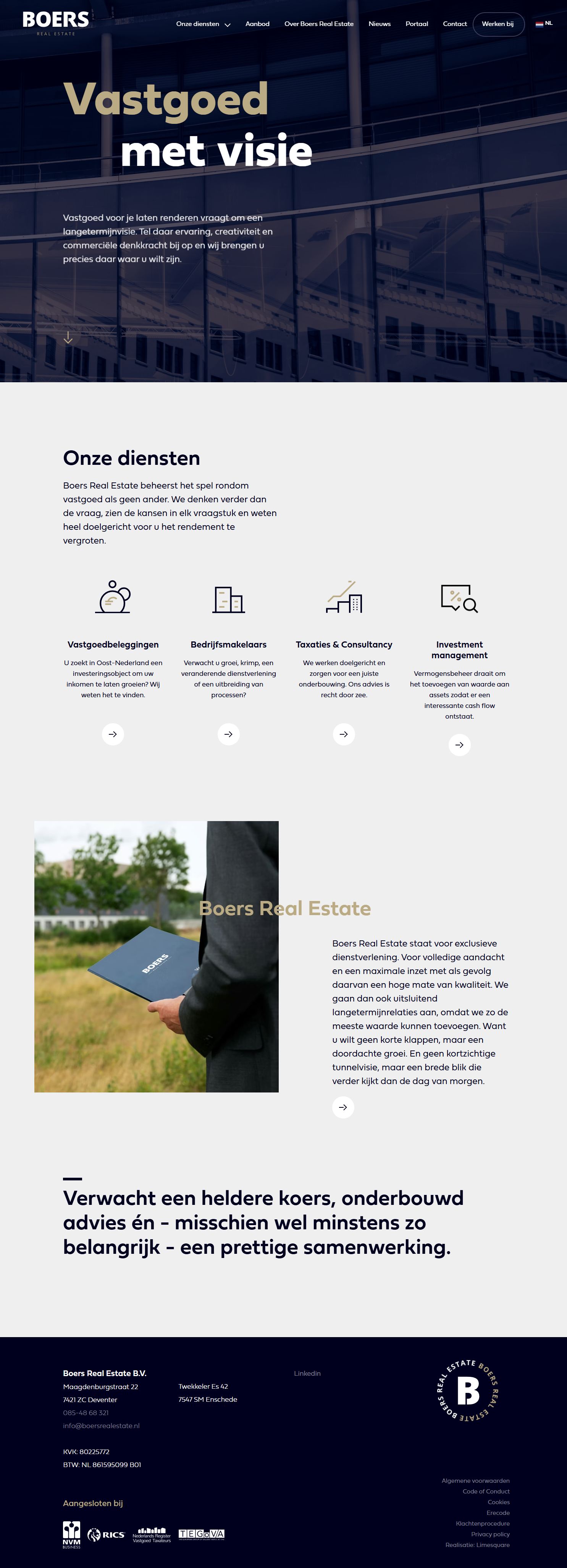 Screenshot of the website of www.boersrealestate.nl