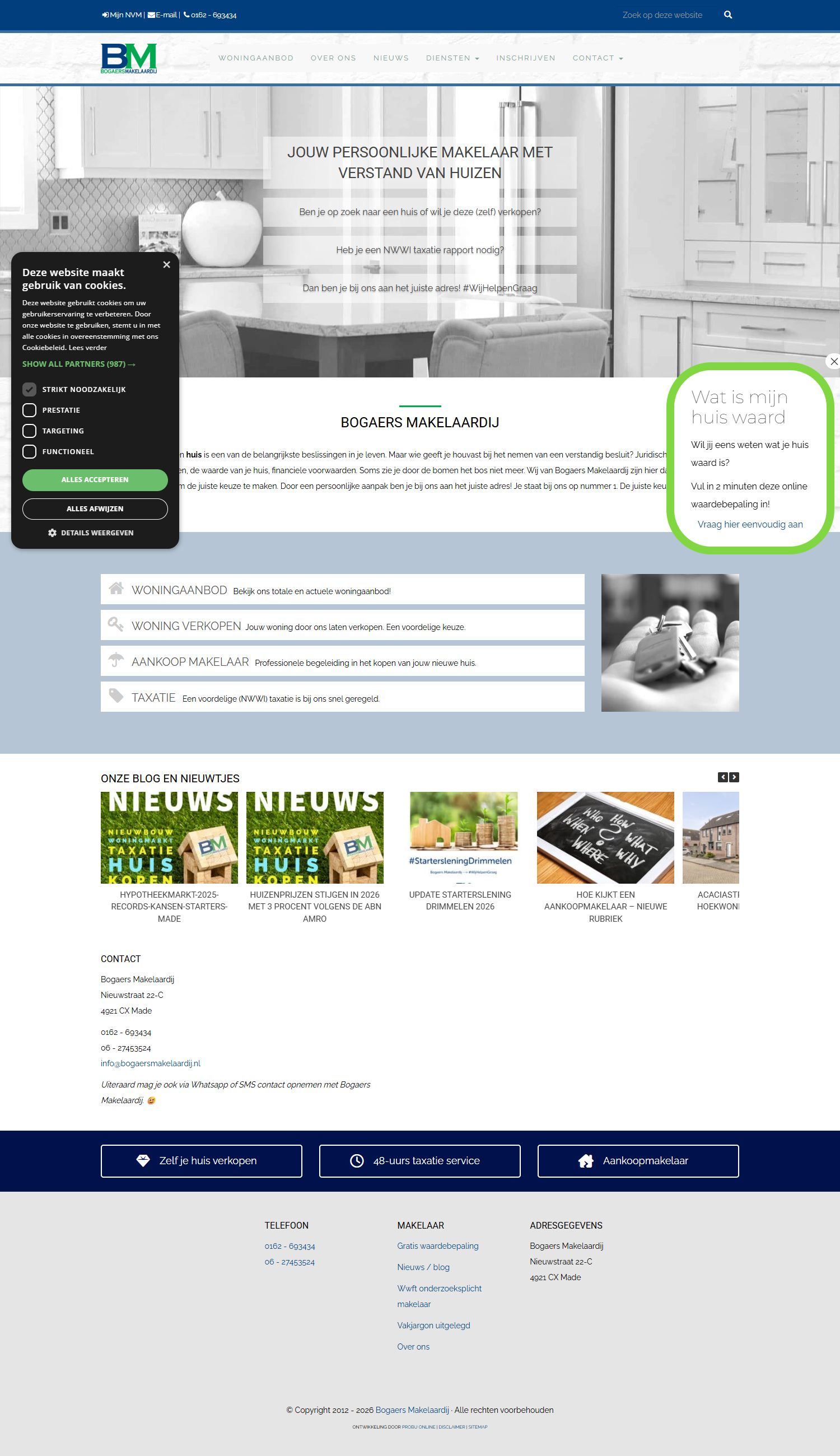 Screenshot der Website von www.bogaersmakelaardij.nl