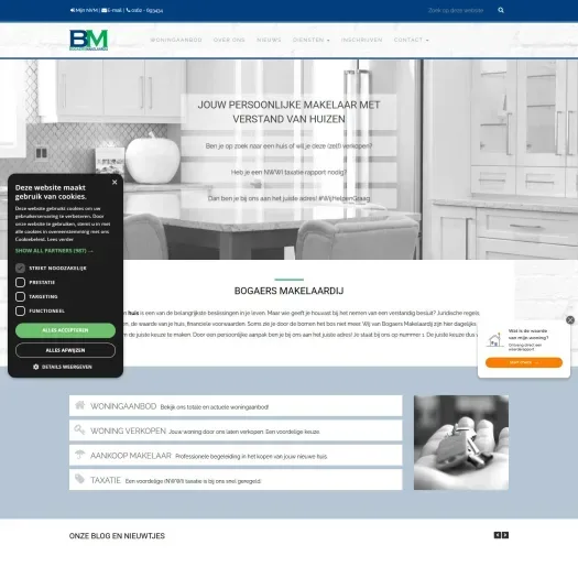 Screenshot van de website van www.bogaersmakelaardij.nl
