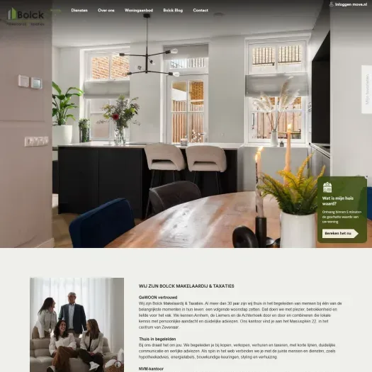 Screenshot van de website van www.bolckmakelaardij.nl