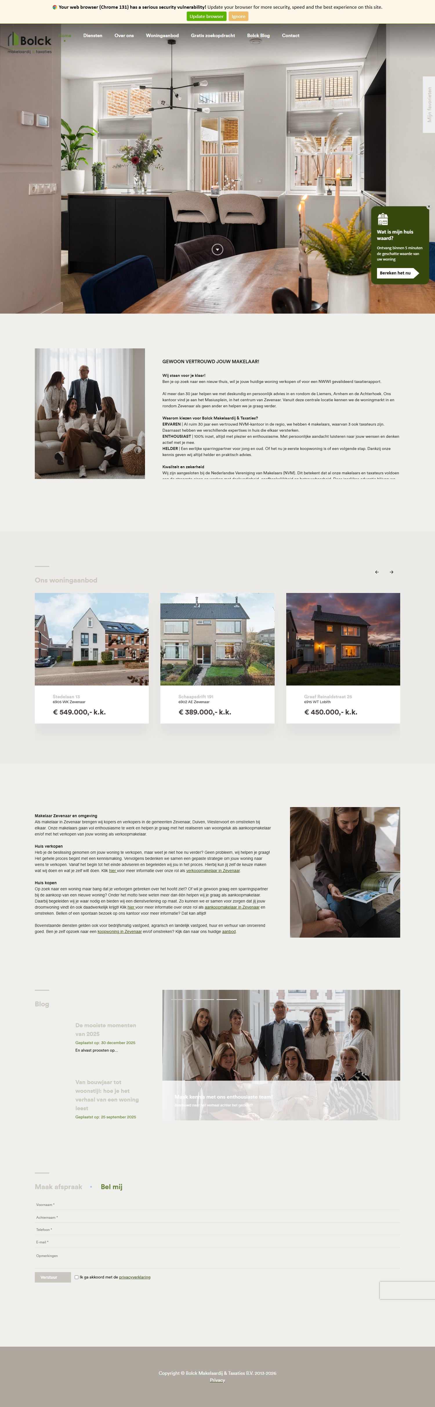Screenshot of the website of www.bolckmakelaardij.nl