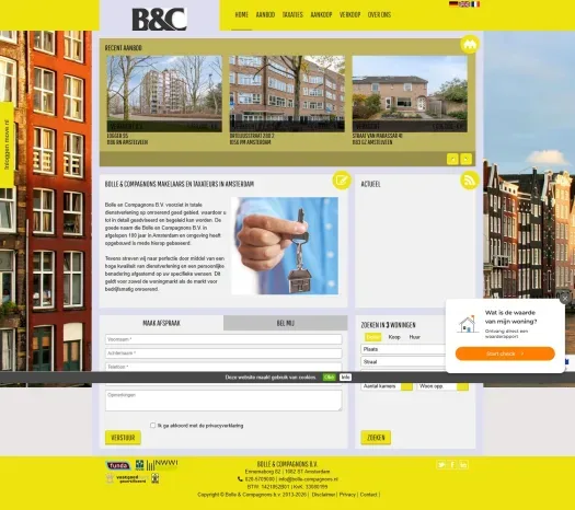 Screenshot of the website of www.bollemakelaardij.nl