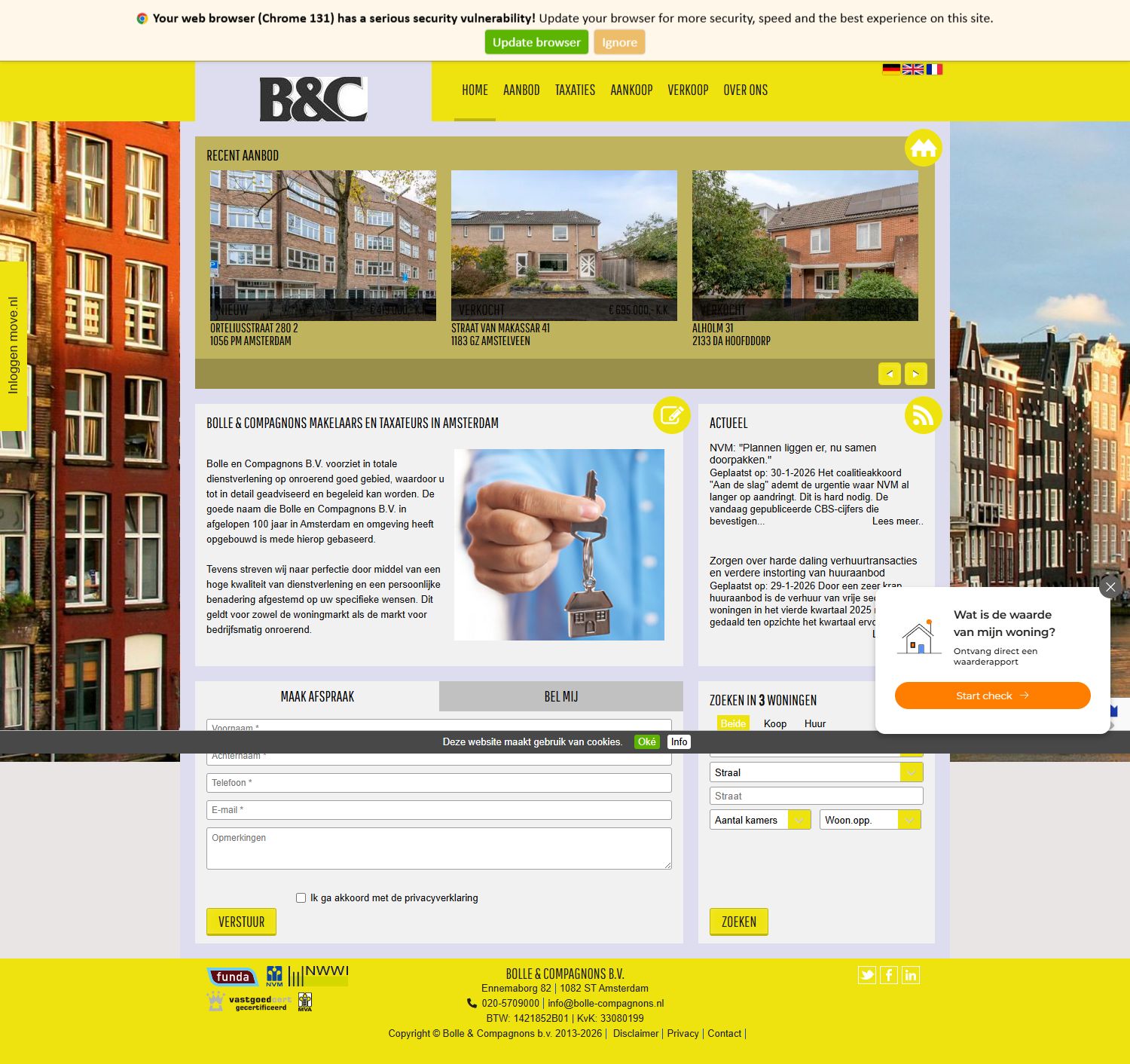 Screenshot van de website van www.bollemakelaardij.nl