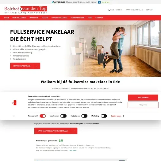 Screenshot van de website van www.bolthofvandentop.nl