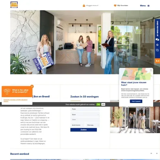 Screenshot of the website of www.bon.nl