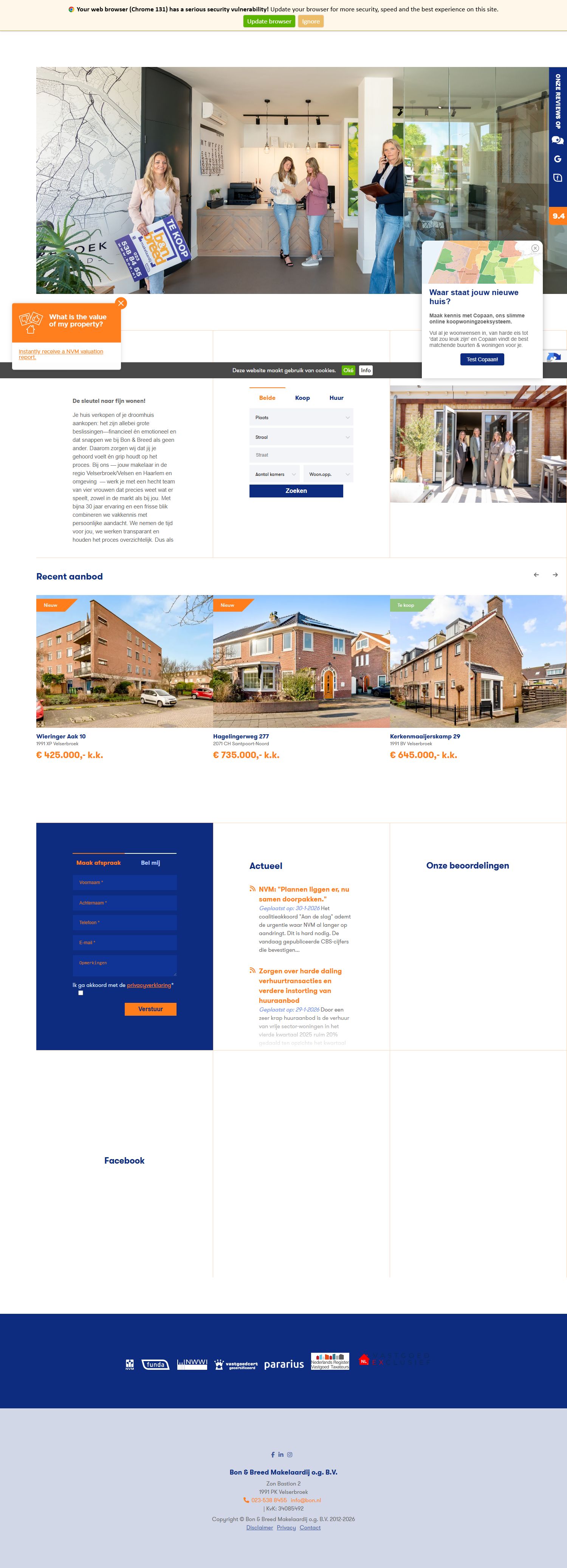 Screenshot van de website van www.bon.nl