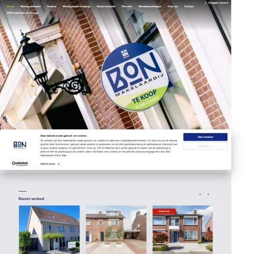 Screenshot van de website van www.bonmakelaardij.nl