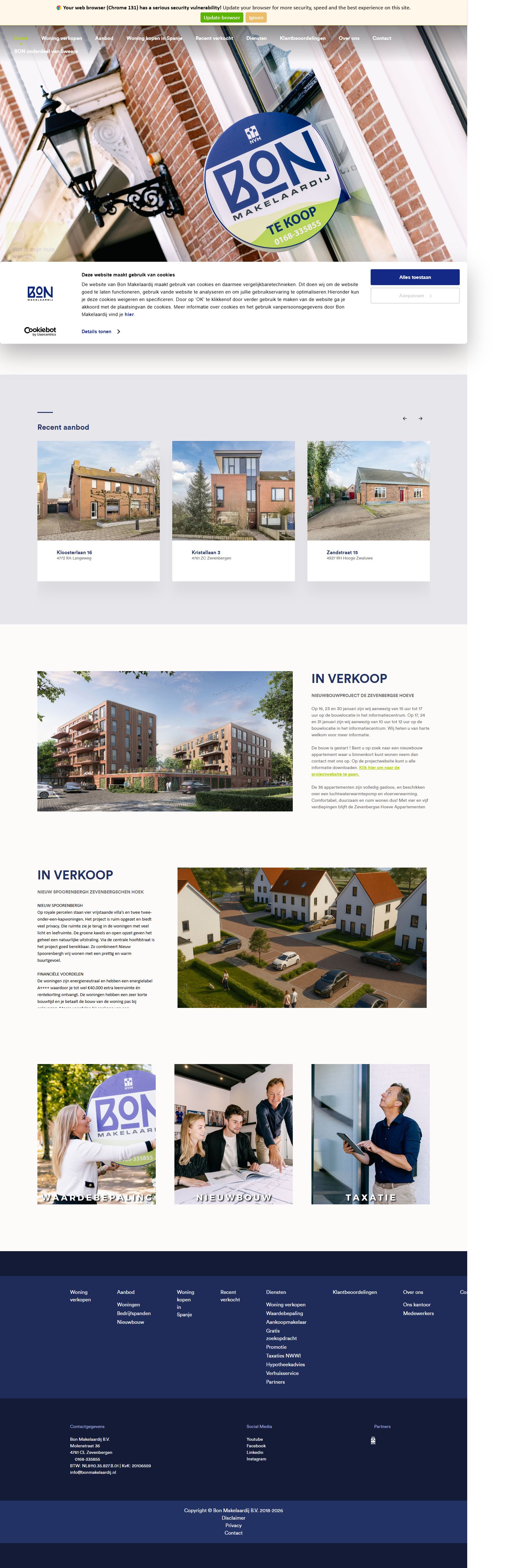 Screenshot der Website von www.bonmakelaardij.nl