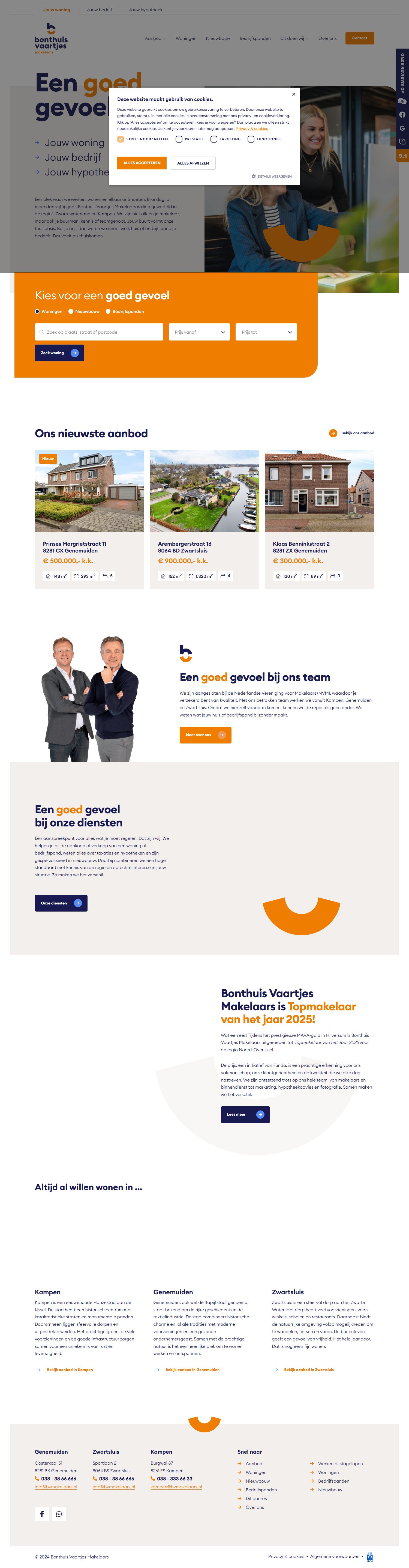 Screenshot of the website of www.bvmakelaars.nl