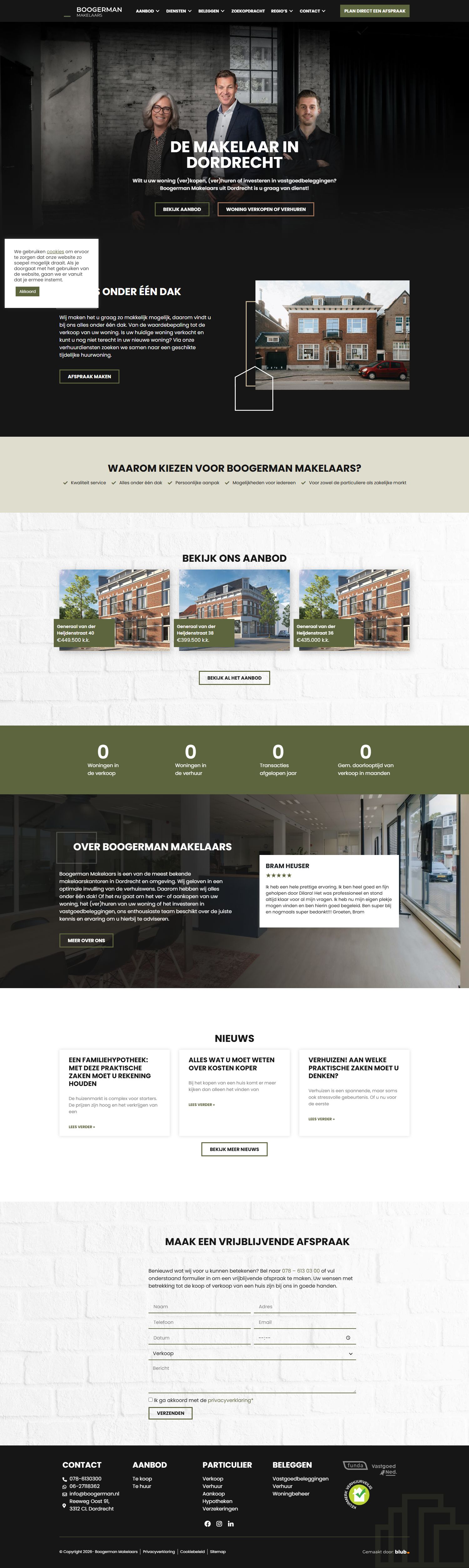 Screenshot of the website of www.boogerman.nl