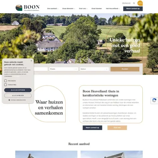Screenshot of the website of www.boon-heuvelland.nl