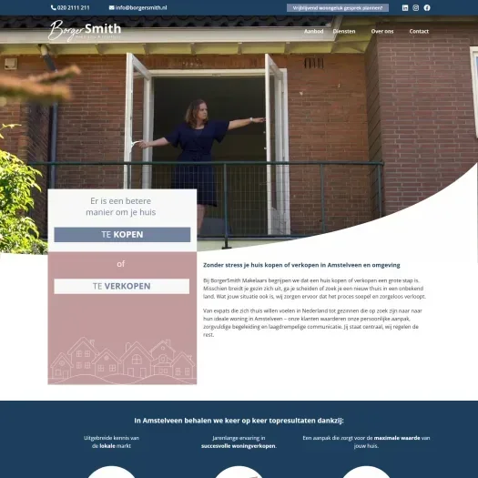 Screenshot van de website van borgersmith.nl