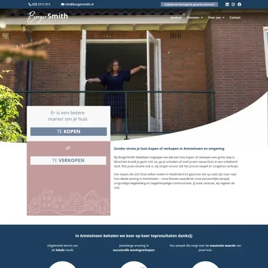 Screenshot of the website of borgersmith.nl