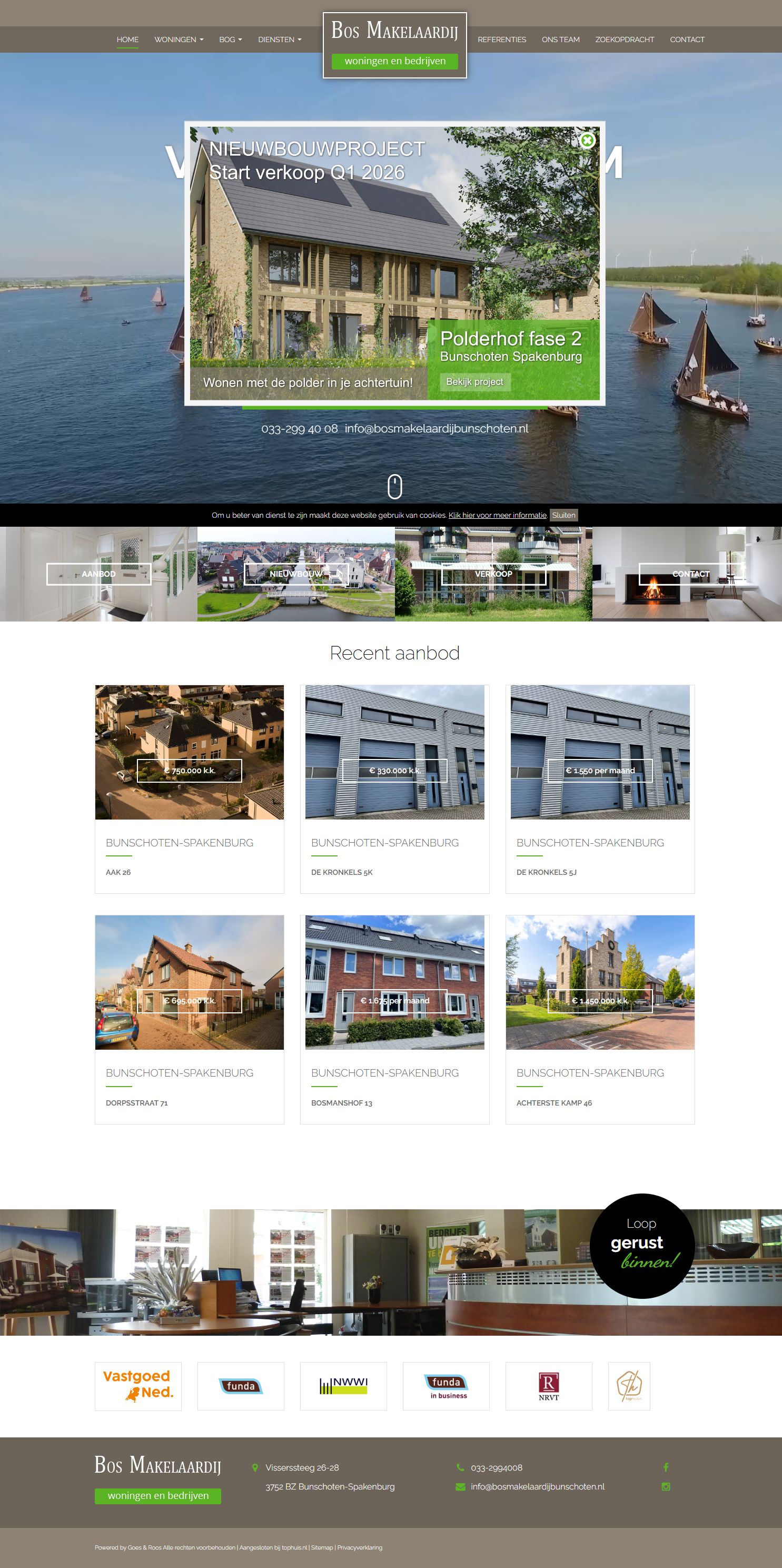 Screenshot of the website of www.bosmakelaardijbunschoten.nl