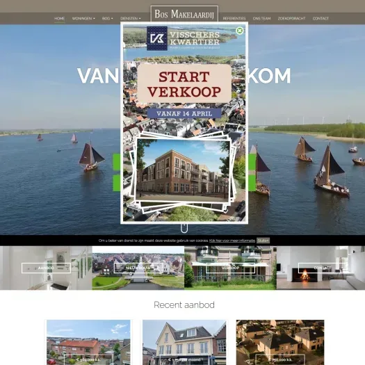Screenshot van de website van www.bosmakelaardijbunschoten.nl