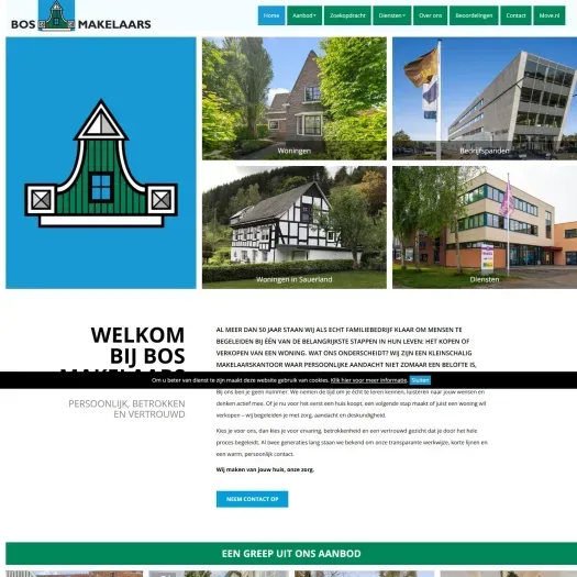 Screenshot of the website of www.bosmakelaars.nl