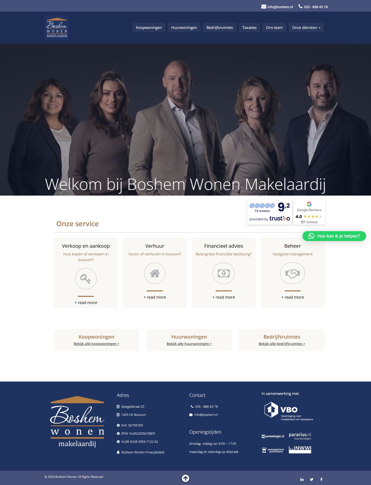 Screenshot van de website van www.boshem.nl