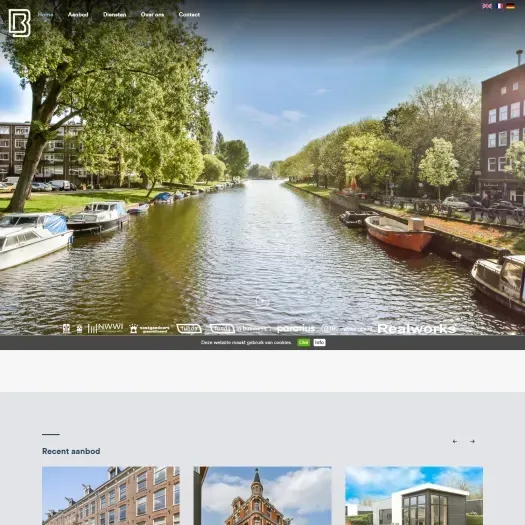 Screenshot van de website van www.bosmamakelaardij.nl