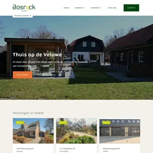Screenshot van de website van bosrijck.nl