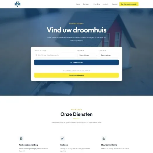 Screenshot of the website of www.bossmakelaardij.nl