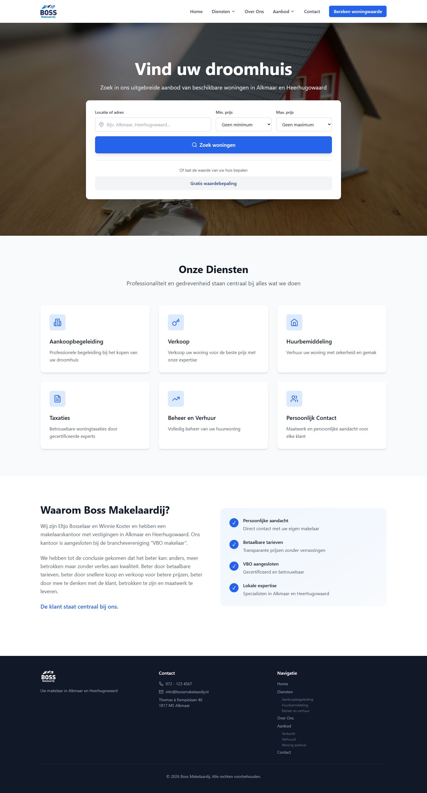 Screenshot der Website von www.bossmakelaardij.nl