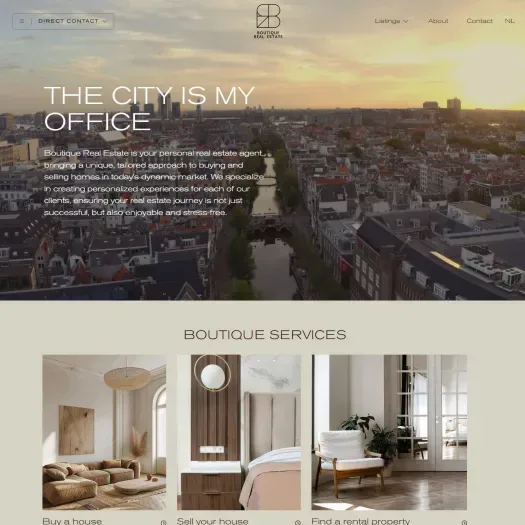 Screenshot of the website of www.boutiquerealestate.nl