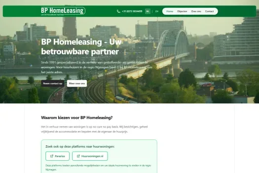 Screenshot van de website van bphomeleasing.nl