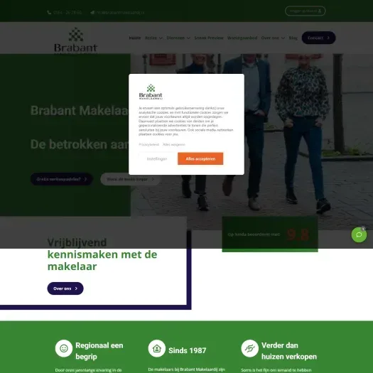 Screenshot van de website van www.brabantmakelaardij.nl